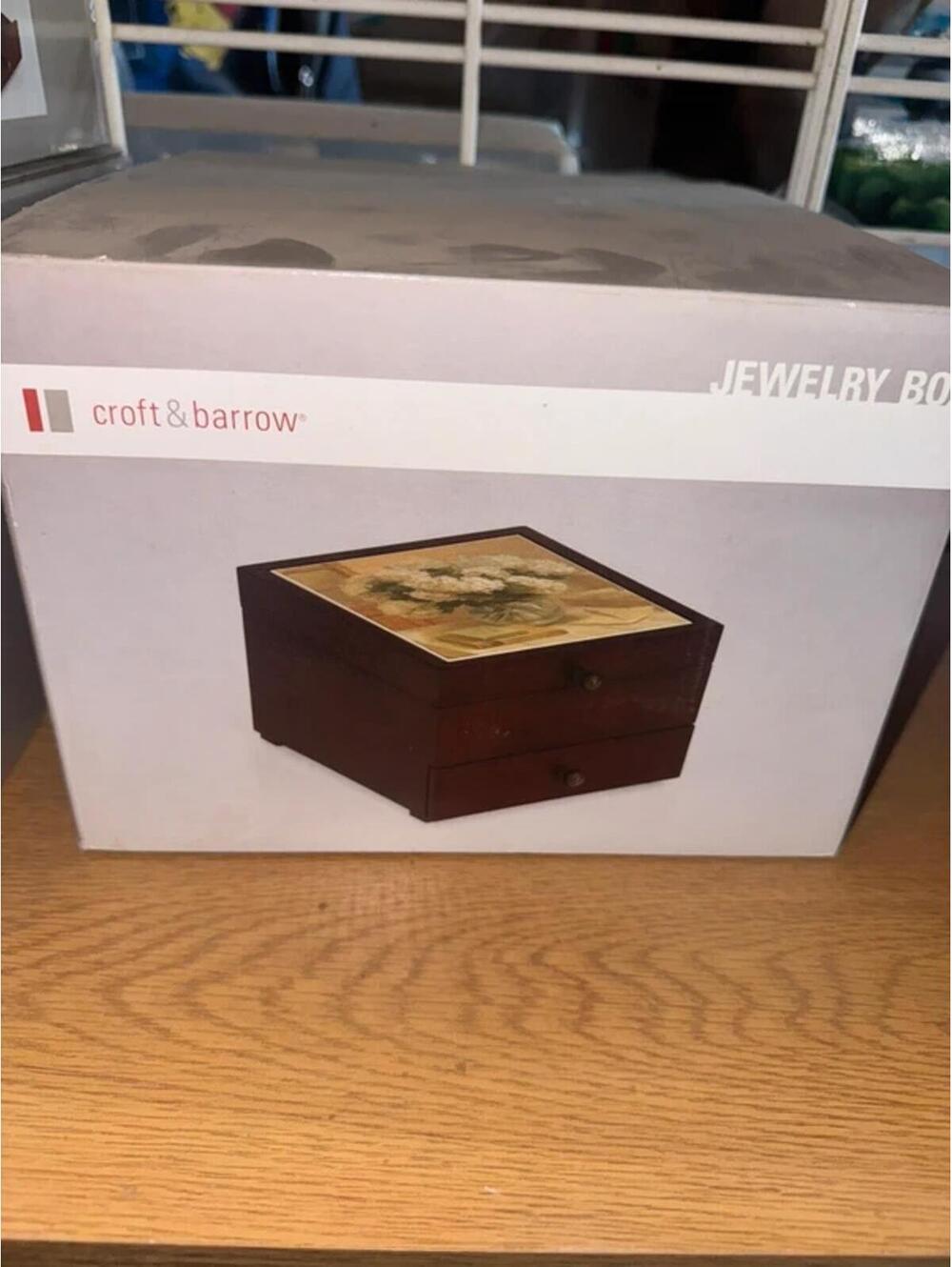 Croft & Barrow Floral Wooden Jewelry Box With Drawer